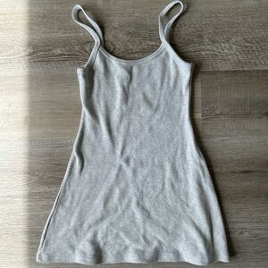 Los Angeles Apparel heavy knit ribbed mini dress in oatmeal